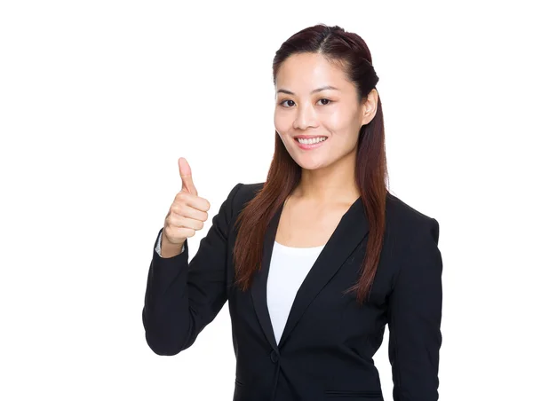 Mujer de negocios con pulgar hacia arriba — Foto de Stock