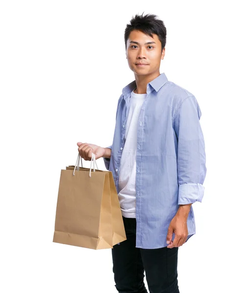 Азиатский мужчина с сумкой — стоковое фото