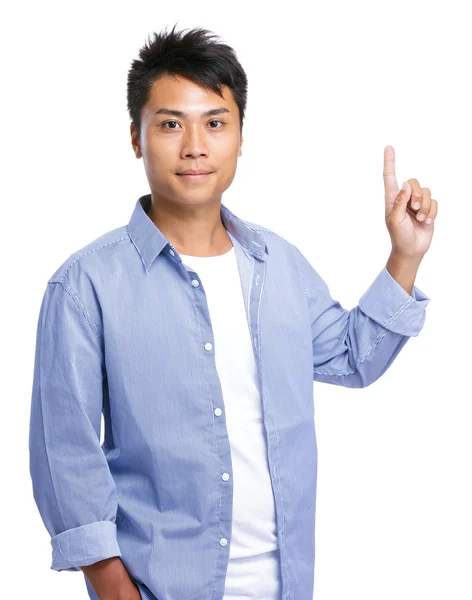 Азіатський людина точки пальцем вгору — стокове фото