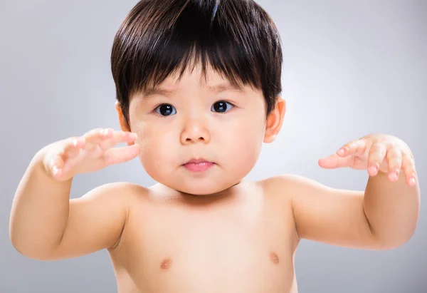 Baby boy hand up — Stock Photo, Image