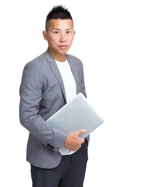 Homem de negócios com computador portátil — Fotografia de Stock