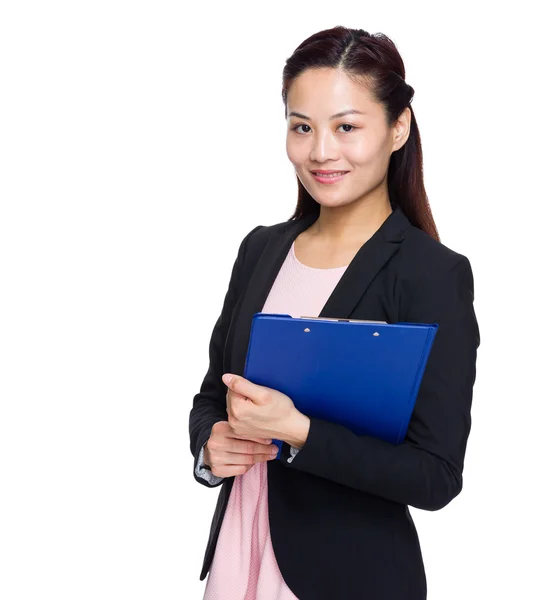 Business woman with file pad — Stock Photo, Image