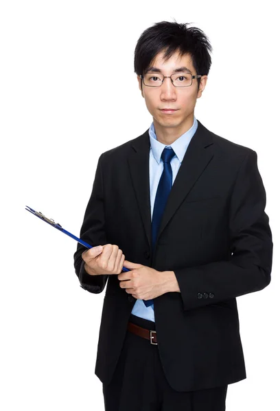 Asian businessman hold with file pad — Stock fotografie