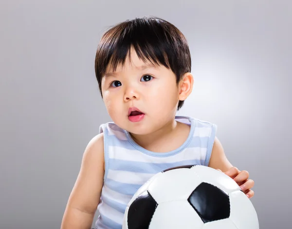 Baby boy with soccer ball — Stock Photo, Image