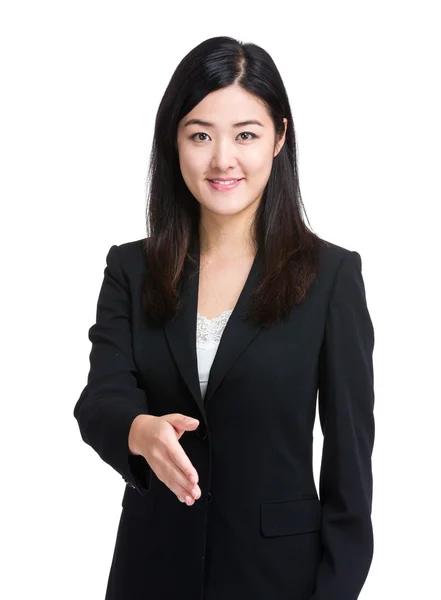 Business woman give handshake — Stock Photo, Image