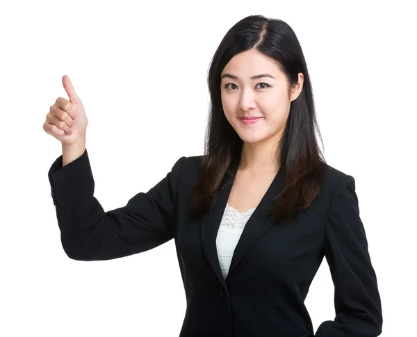 Asiática mujer de negocios con pulgar hacia arriba — Foto de Stock
