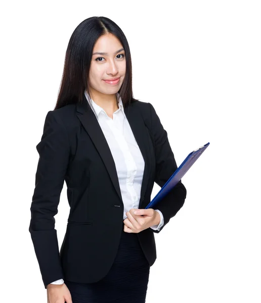 Asian business woman with clipboard — Stock Photo, Image