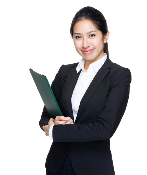 Business woman with note pad — Stock Photo, Image