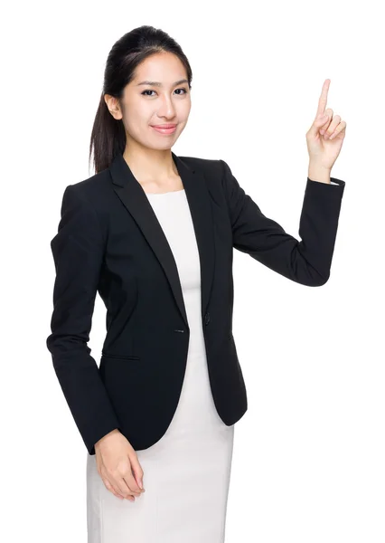 Business woman show finger — Stock Photo, Image