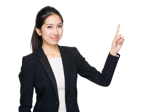 Asiatico business donna con finger up — Foto Stock