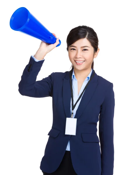 Business woman hold megaphone — Stock Photo, Image