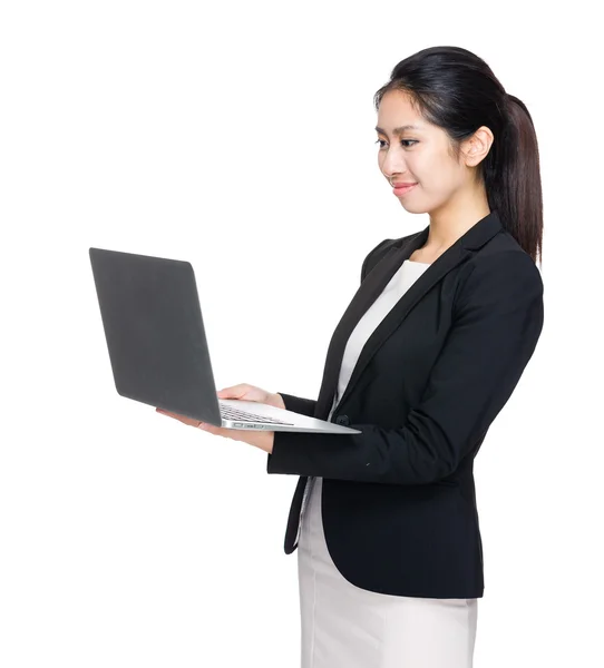 Business woman look at computer — Stock Photo, Image