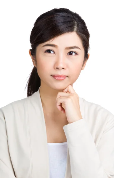 Asiatisk kvinna tänkande — Stockfoto