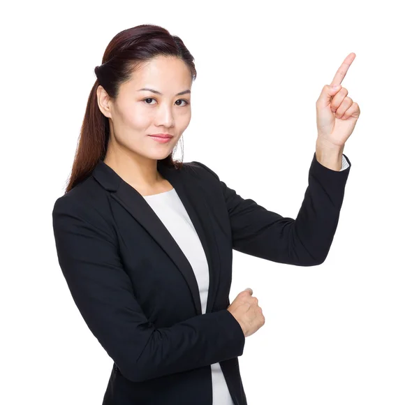 Asiatico business donna con finger up — Foto Stock