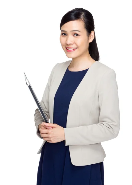 Business woman with laptop computer — Stock Photo, Image