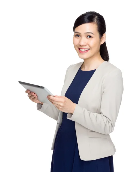 Businesswoman use digital tablet — Stock Photo, Image