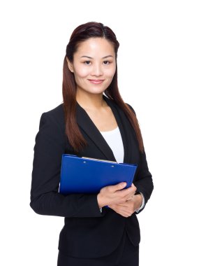 Panosu olan iş kadını