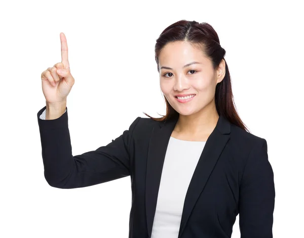 Mujer de negocios con el dedo en alto — Foto de Stock