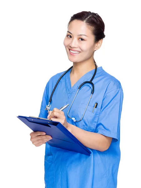 Medical female doctor write on board — Stock Photo, Image