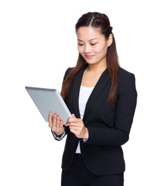 iş kadını göz dijital tablet
