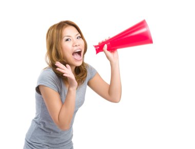 kadın bağırmak kullanım megafon