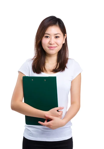 Woman hold with clipboard — Stock Photo, Image