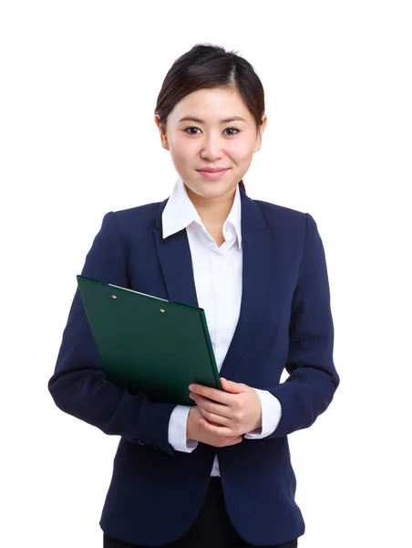 Business woman with clipboard — Stock Photo, Image