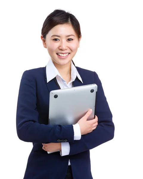 Asian businesswoman with laptop computer — Stock Photo, Image