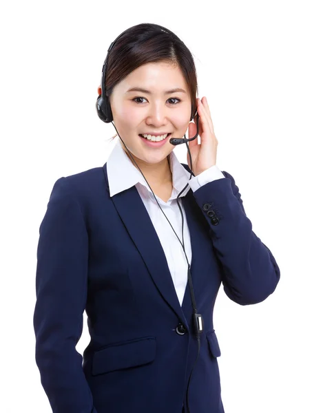 Mujer de negocios con auriculares — Foto de Stock