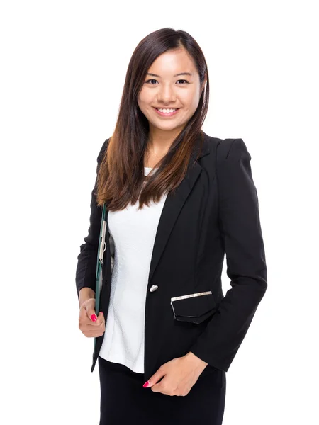Aziatische zakenvrouw houden met Klembord — Stockfoto