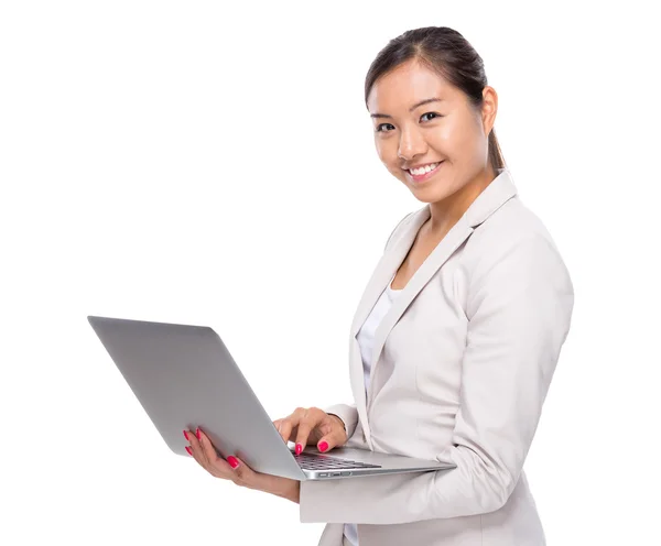 Asian business woman use laptop computer — Stock Photo, Image