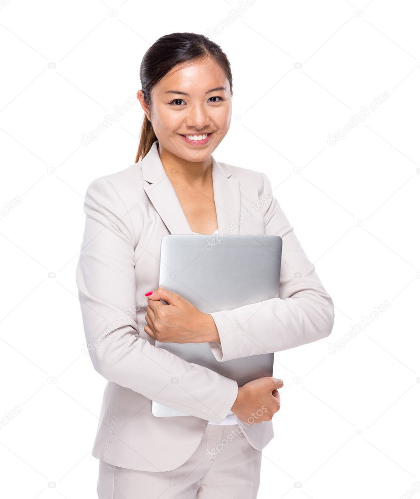 Asian business woman with notebook computer