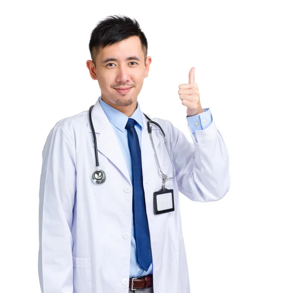 Male doctor with thumb up — Stock Photo, Image