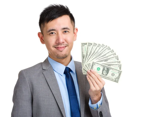 Uomo d'affari mostra soldi — Foto Stock