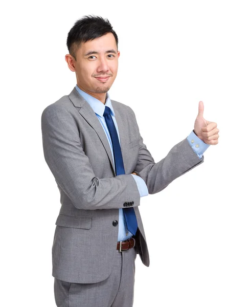 Asiático hombre de negocios con pulgar hacia arriba — Foto de Stock