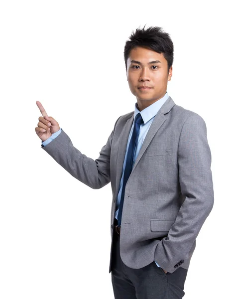 Asian businessman with finger up — Stock Photo, Image