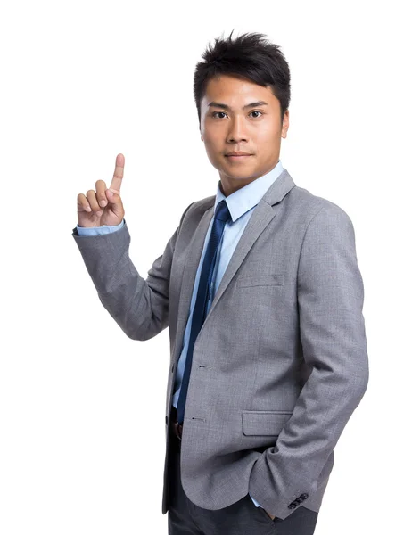 Hombre de negocios con el dedo arriba — Foto de Stock