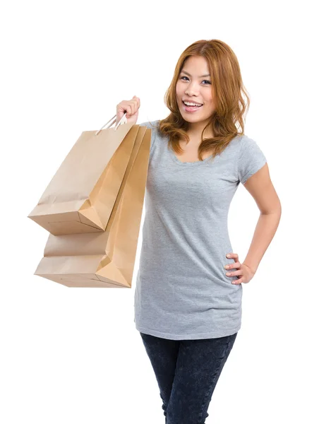 Donna con shopping bag — Foto Stock