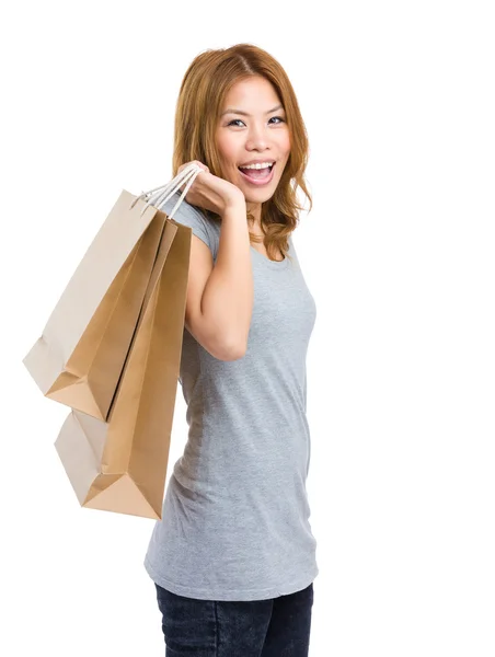 Tenuta donna con shopping bag — Foto Stock