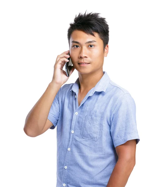 Asian man talk to mobile phone — Stock Photo, Image