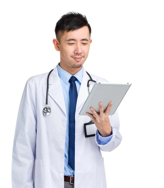 Doctor look at digital tablet — Stock Photo, Image