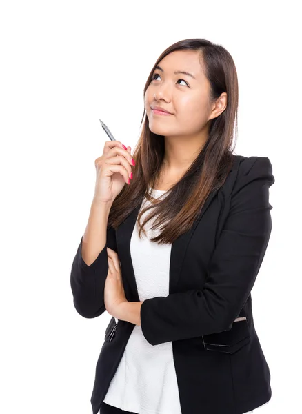 Thoughtful businesswoman looking up — Stock Photo, Image