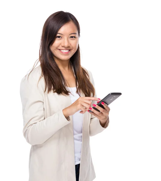 Asian woman touch on mobile phone — Stock Photo, Image