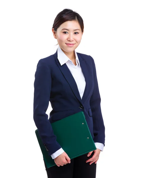 Asian business woman with clipboard — Stock Photo, Image