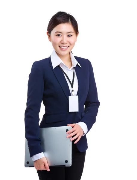 亚洲业务用笔记本电脑的女人 — 图库照片