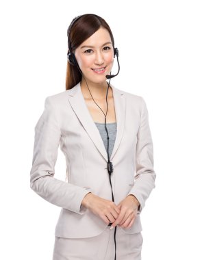 Asian Business Woman with headphone clipart