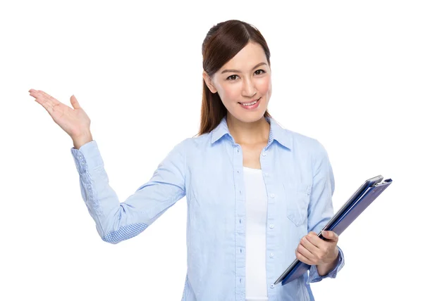 Asian Woman with clipboard Stock Photo