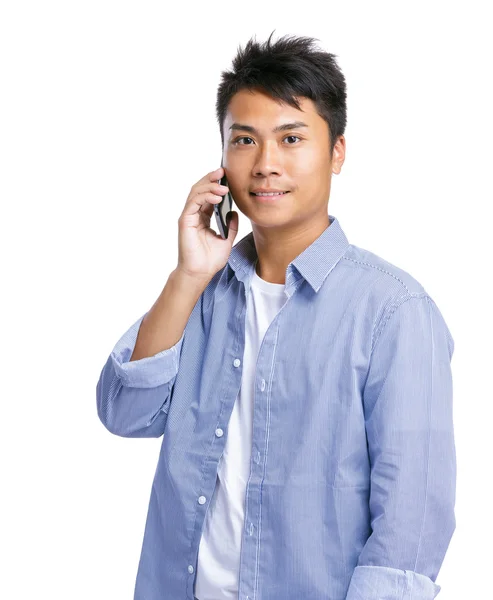 Asian man talk to mobile phone — Stock Photo, Image