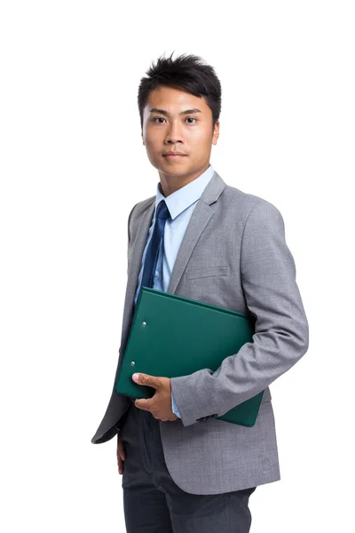 Asian business man with clipboard — Stock Photo, Image