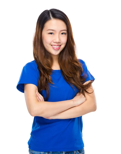 Asiatische junge Frau portarit Kreuzarm — Stockfoto